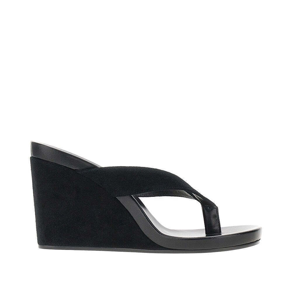 Phoebe Philo Round Wedge Leather Thong Mules